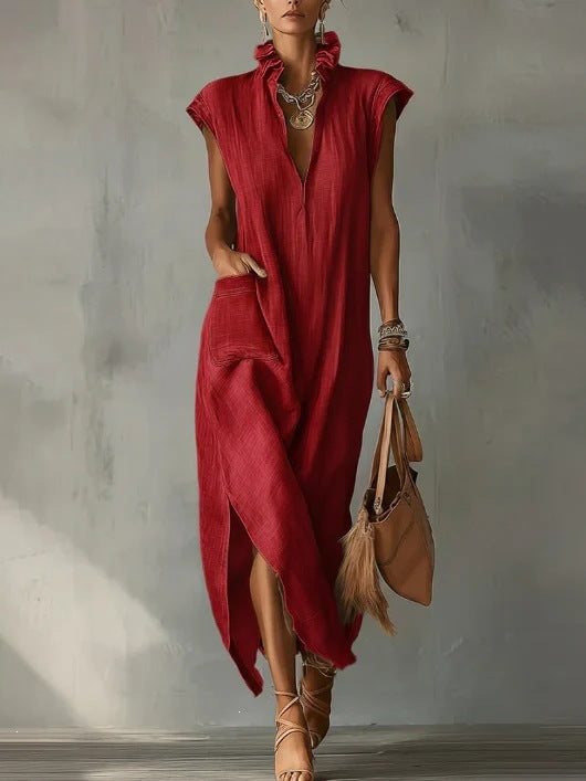 Robe d’été sans manches à col en V pour femmes